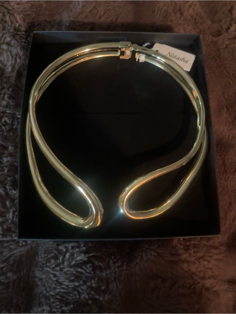 Gold Sculptural Collar Necklace - Statement Choker
